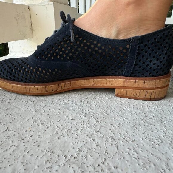 Vince Camuto Blue Suede Perforated Oxfords - Picture 4 of 5